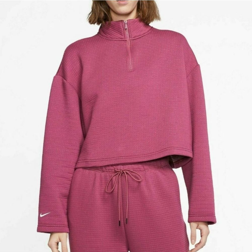 Nike Tech Fleece 1/4 Zip Crop Burgundy Sweater Size XL